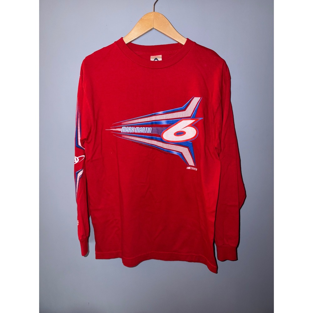NASCAR Mark Martin Roush Racing AAA Red‎ Long Sleeve Shirt Mens Medium Alstyle